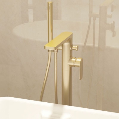 Suburb Floor Standing Bath Shower Mixer - Brushed Brass